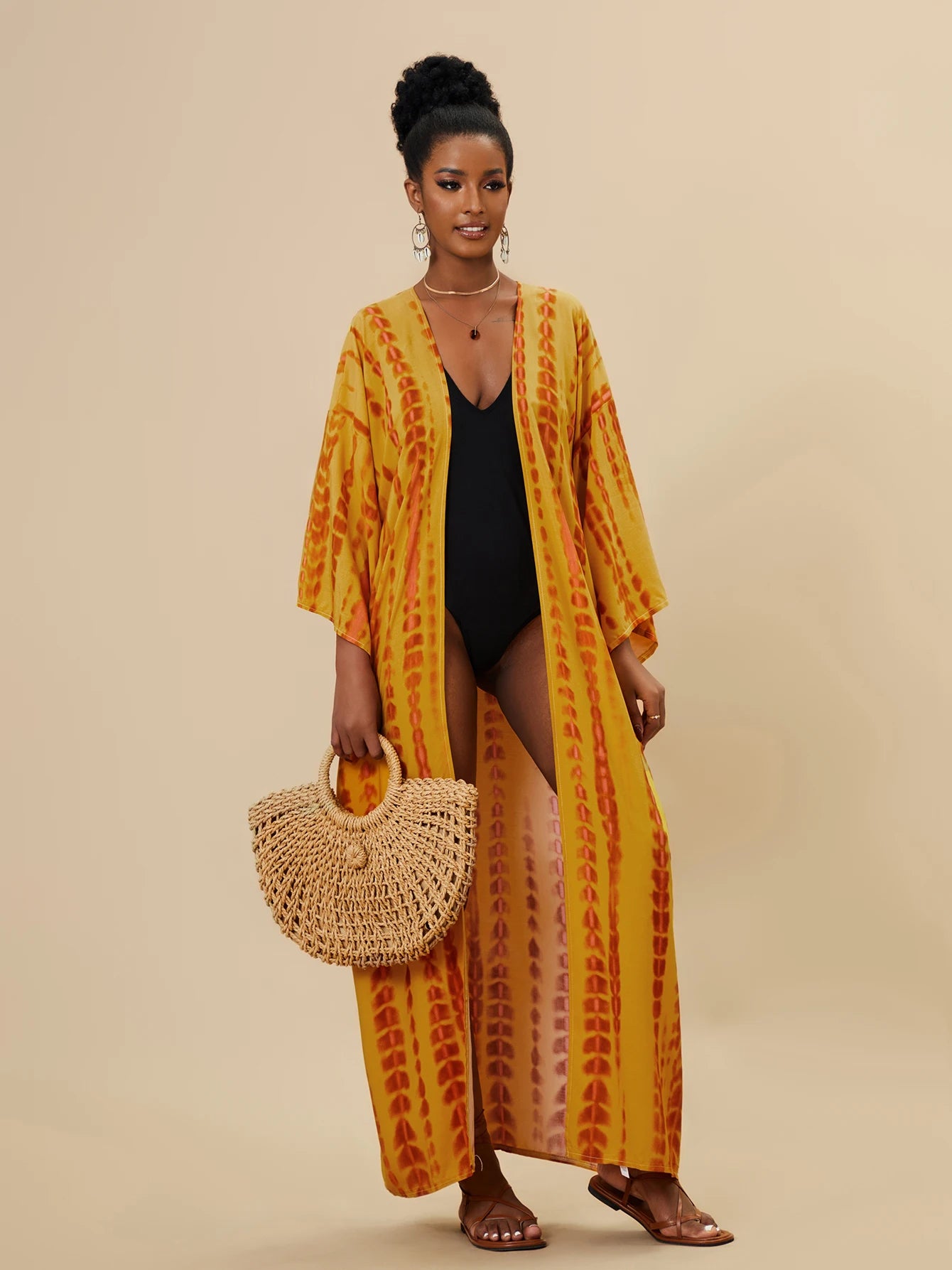 Plus Size Tie dye Striped Cover-ups
