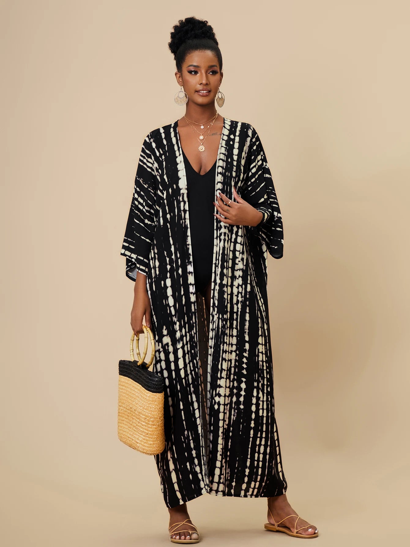 Plus Size Tie dye Striped Cover-ups