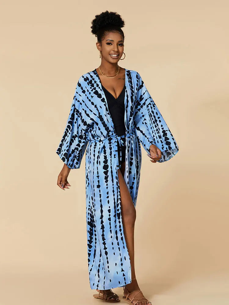 Plus Size Tie dye Striped Cover-ups