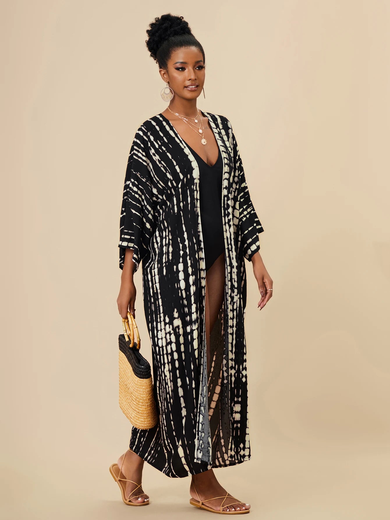 Plus Size Tie dye Striped Cover-ups