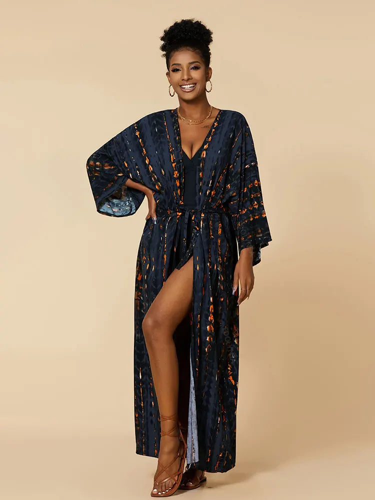 Plus Size Tie dye Striped Cover-ups