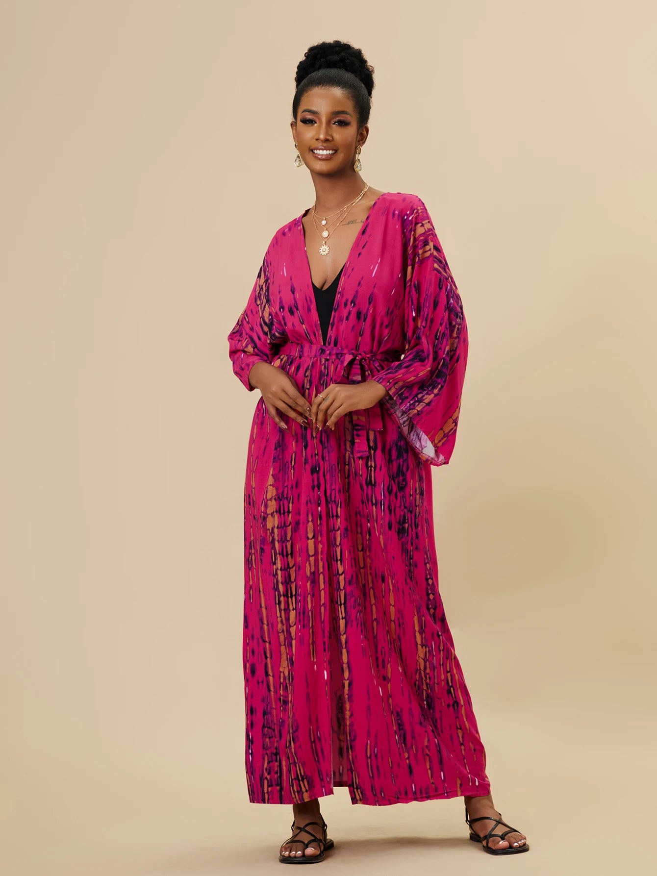 Plus Size Tie dye Striped Cover-ups