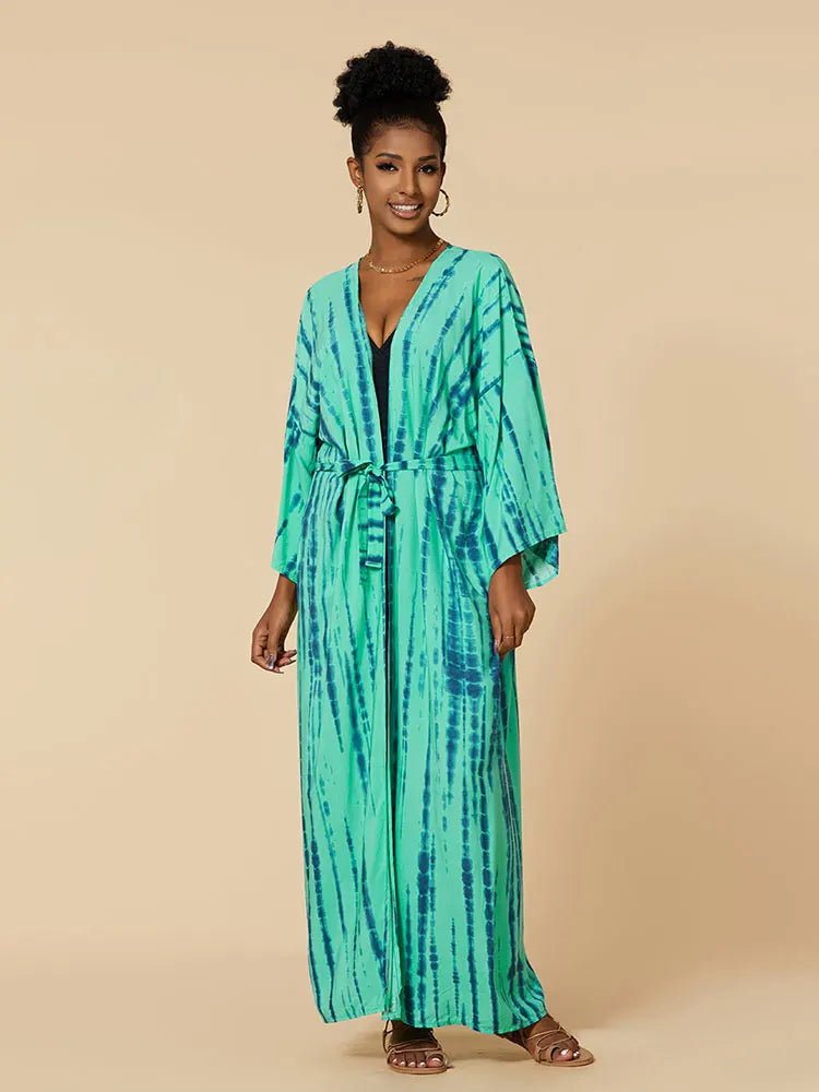 Plus Size Tie dye Striped Cover-ups