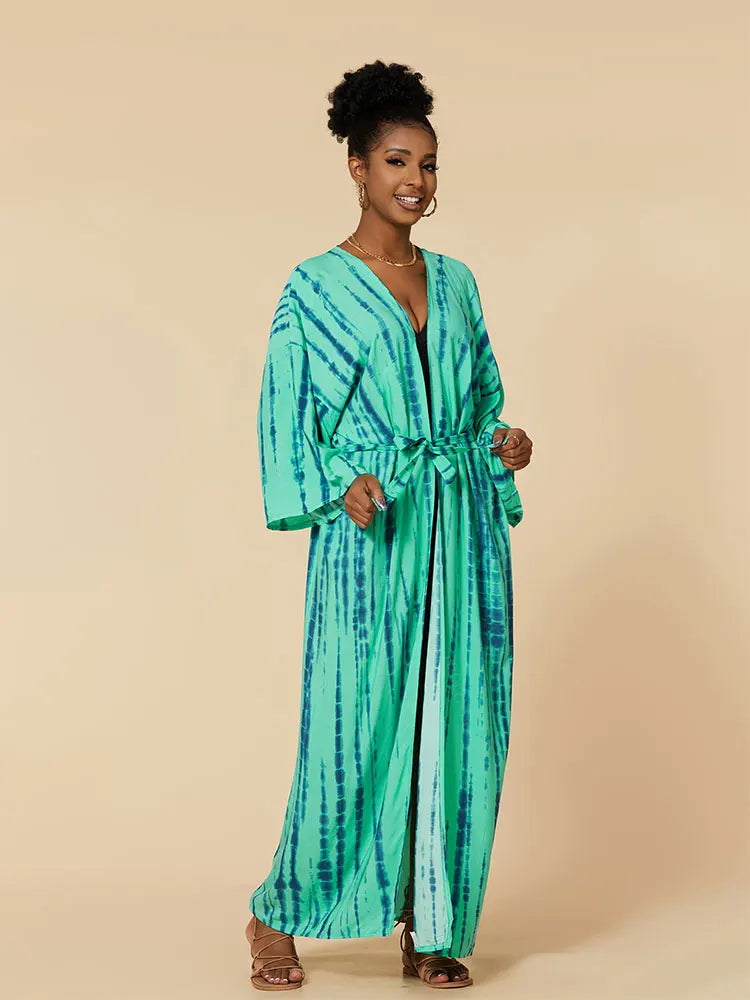 Plus Size Tie dye Striped Cover-ups
