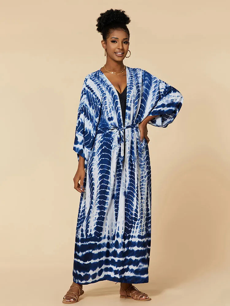 Plus Size Tie dye Striped Cover-ups