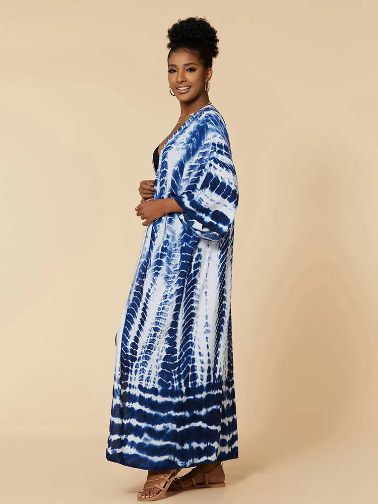 Plus Size Tie dye Striped Cover-ups