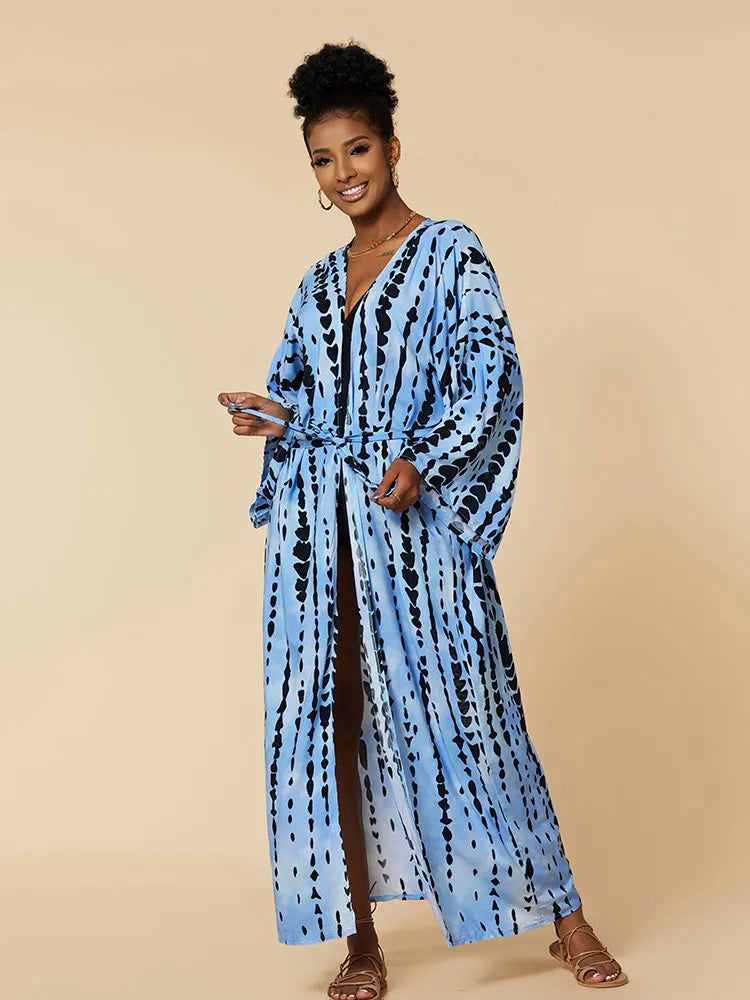 Plus Size Tie dye Striped Cover-ups