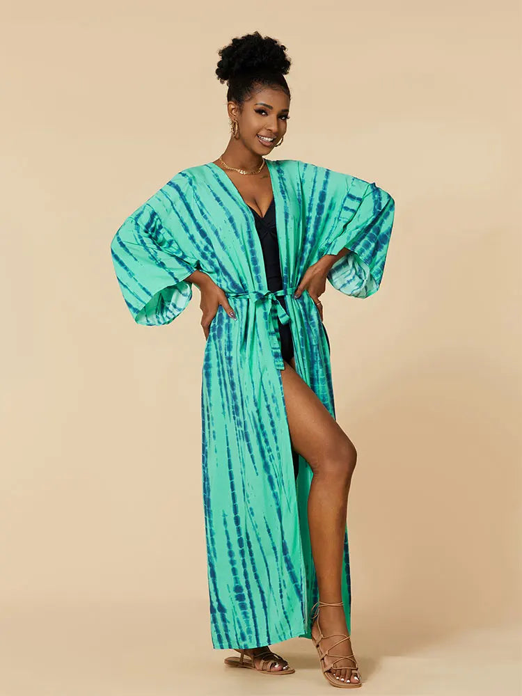 Plus Size Tie dye Striped Cover-ups