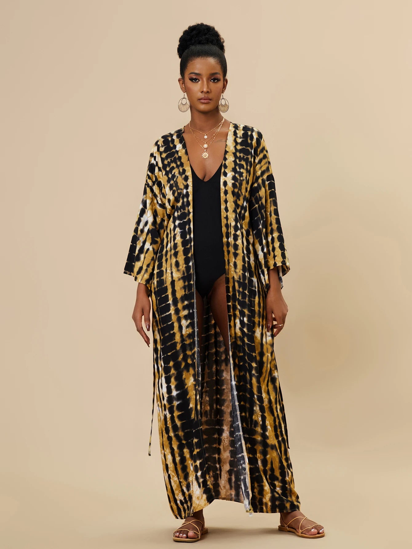 Plus Size Tie dye Striped Cover-ups