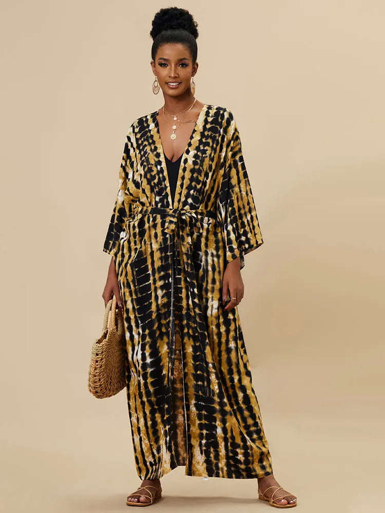 Plus Size Tie dye Striped Cover-ups