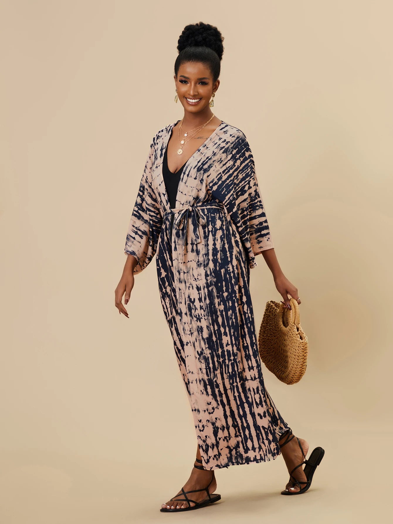 Plus Size Tie dye Striped Cover-ups