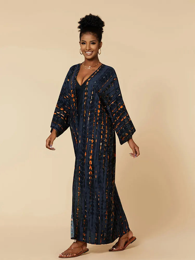 Plus Size Tie dye Striped Cover-ups
