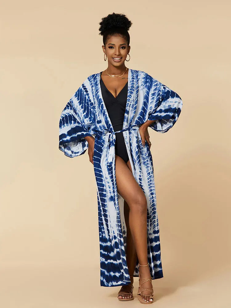 Plus Size Tie dye Striped Cover-ups