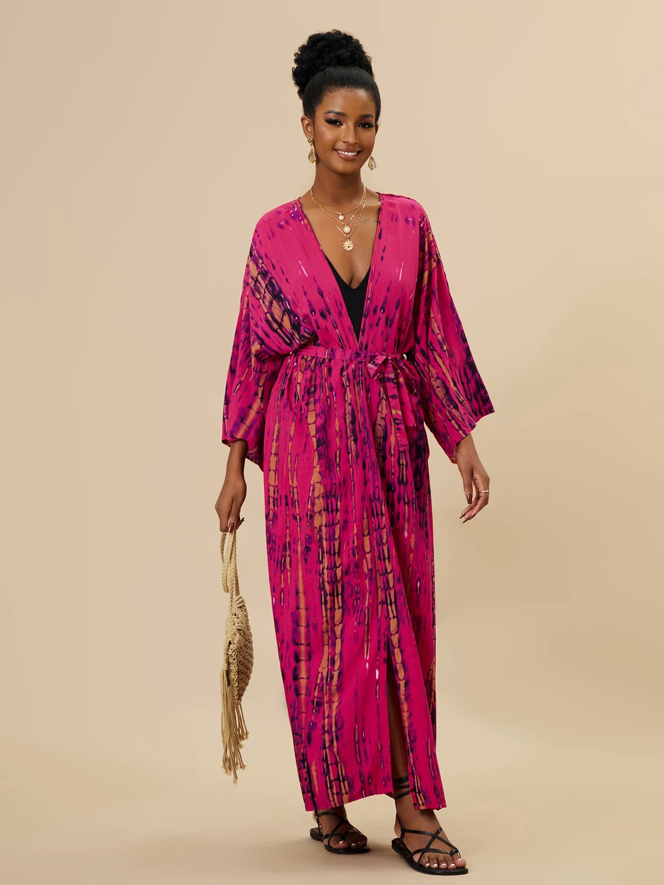 Plus Size Tie dye Striped Cover-ups
