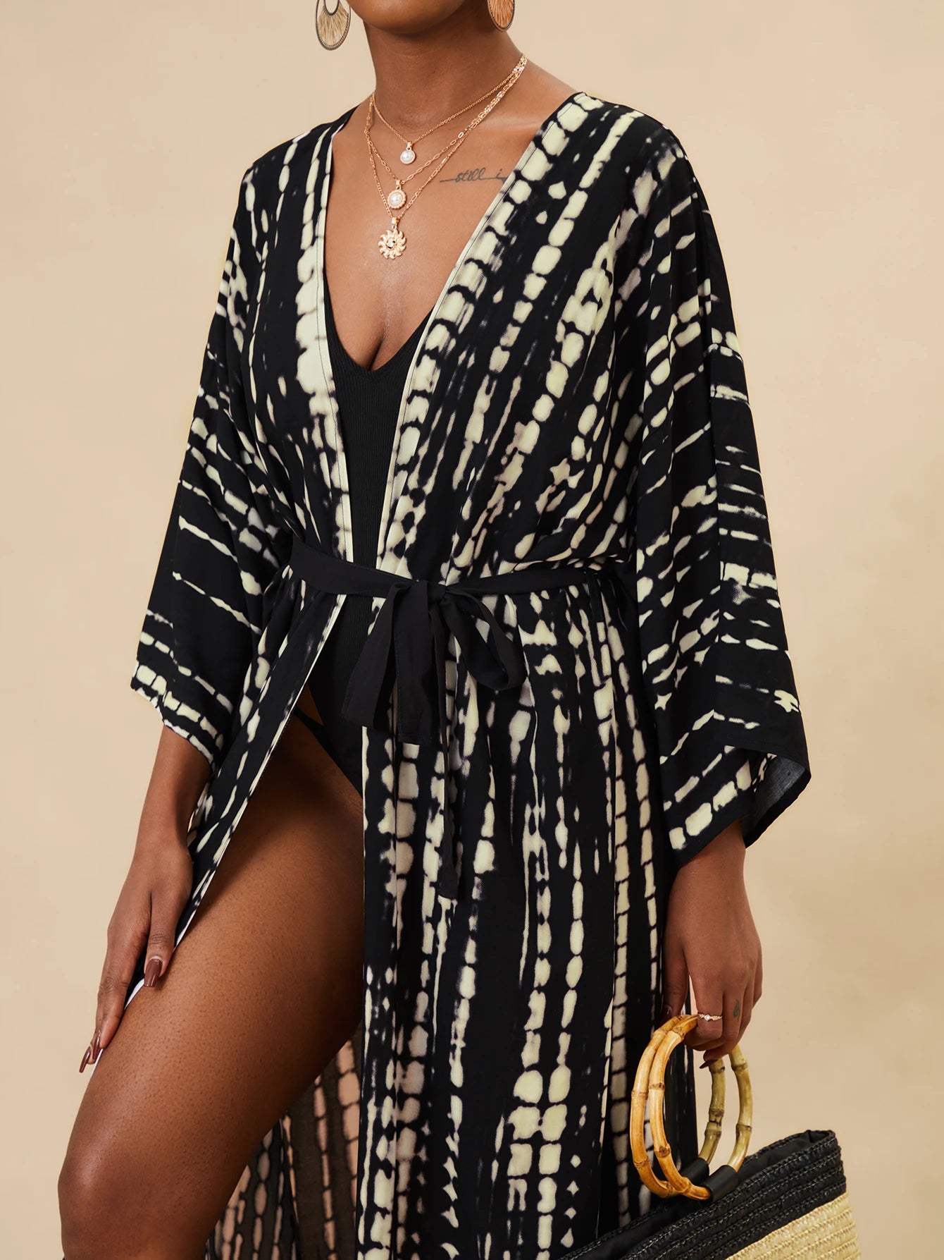 Plus Size Tie dye Striped Cover-ups