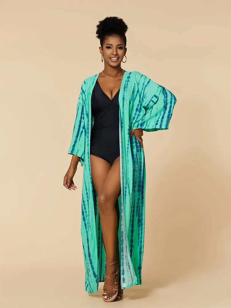 Plus Size Tie dye Striped Cover-ups
