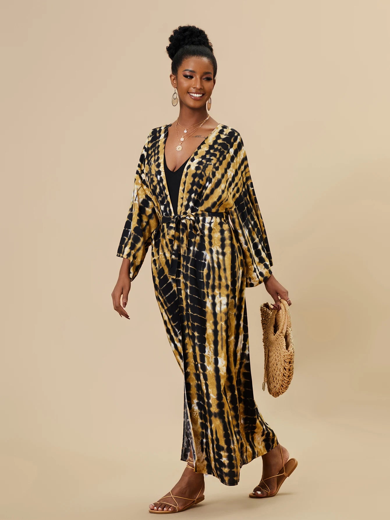 Plus Size Tie dye Striped Cover-ups
