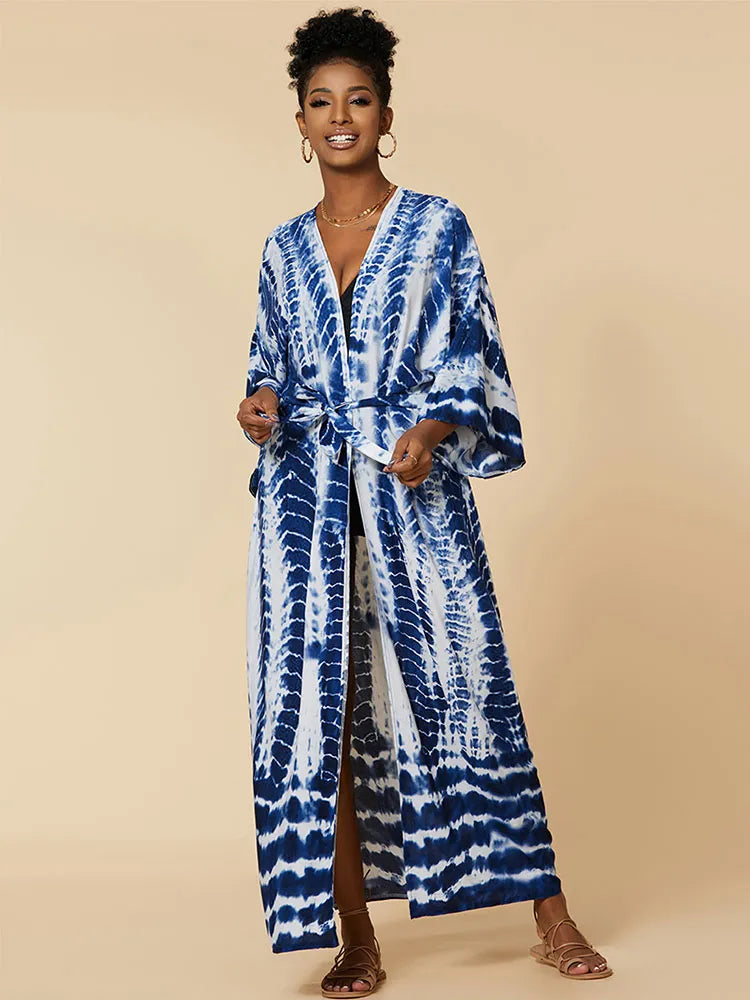 Plus Size Tie dye Striped Cover-ups