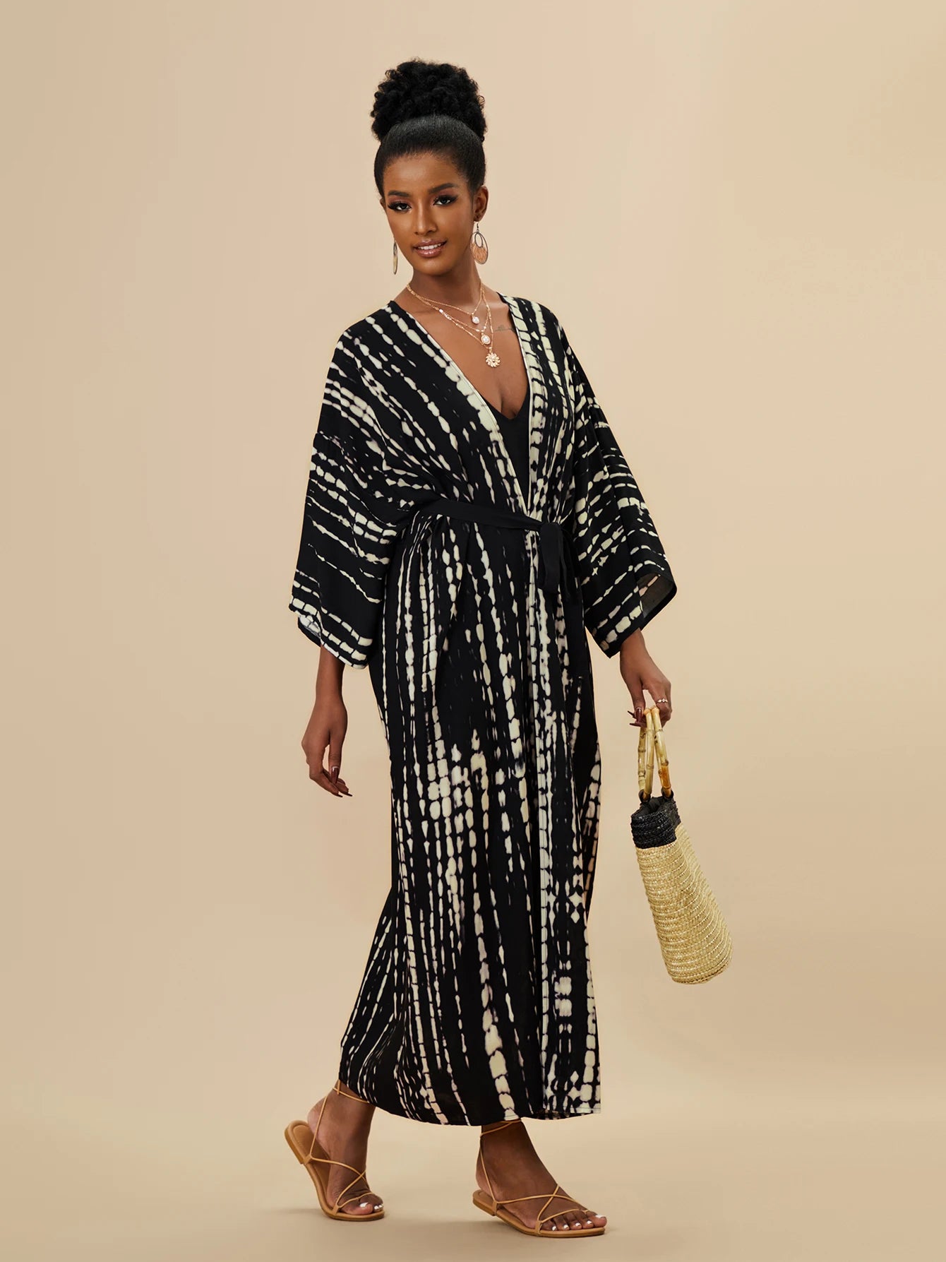 Plus Size Tie dye Striped Cover-ups