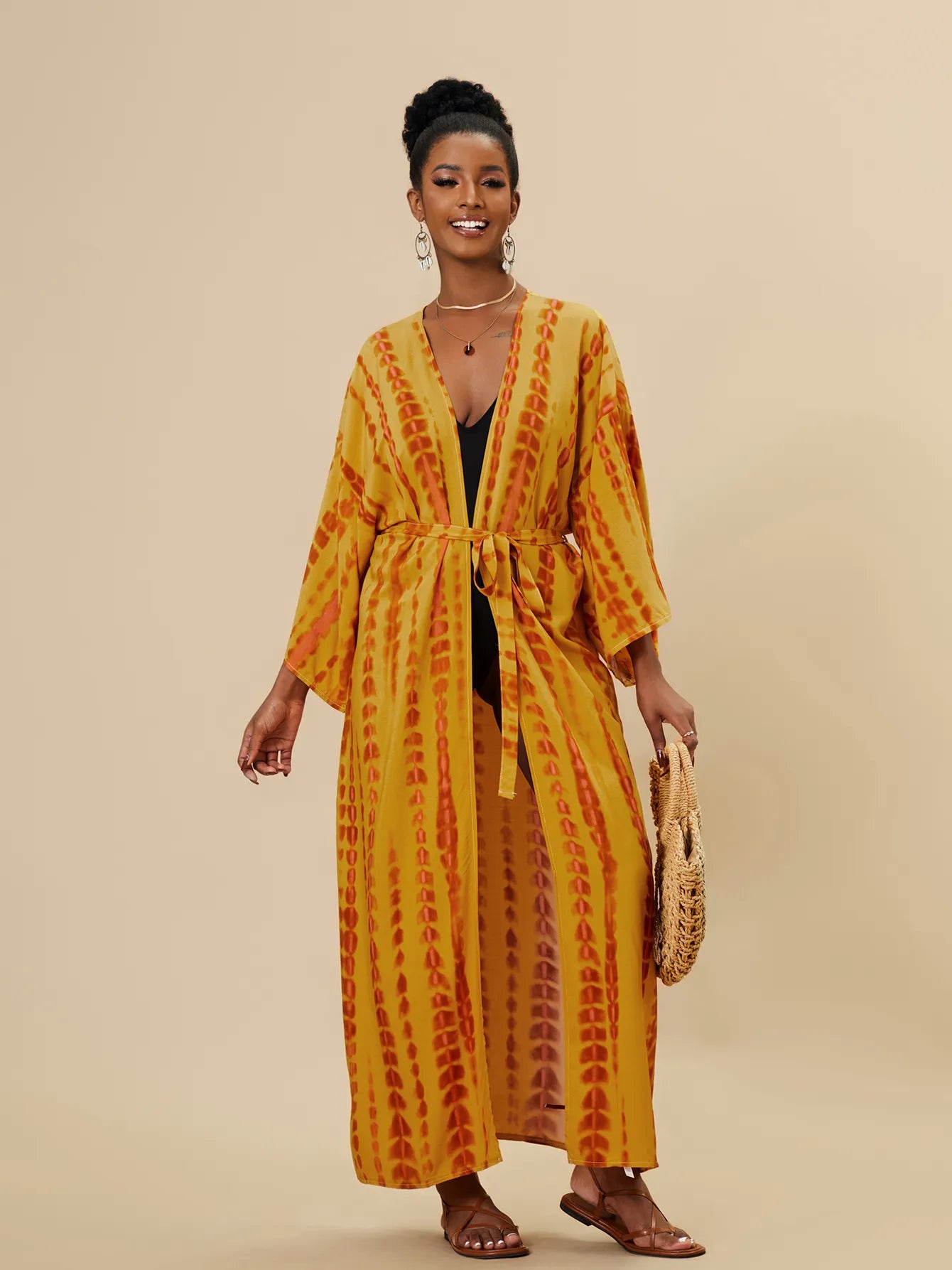 Plus Size Tie dye Striped Cover-ups