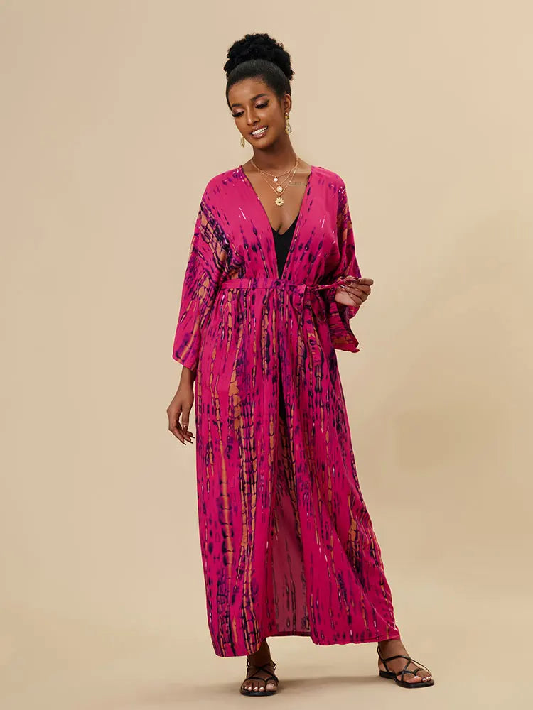 Plus Size Tie dye Striped Cover-ups