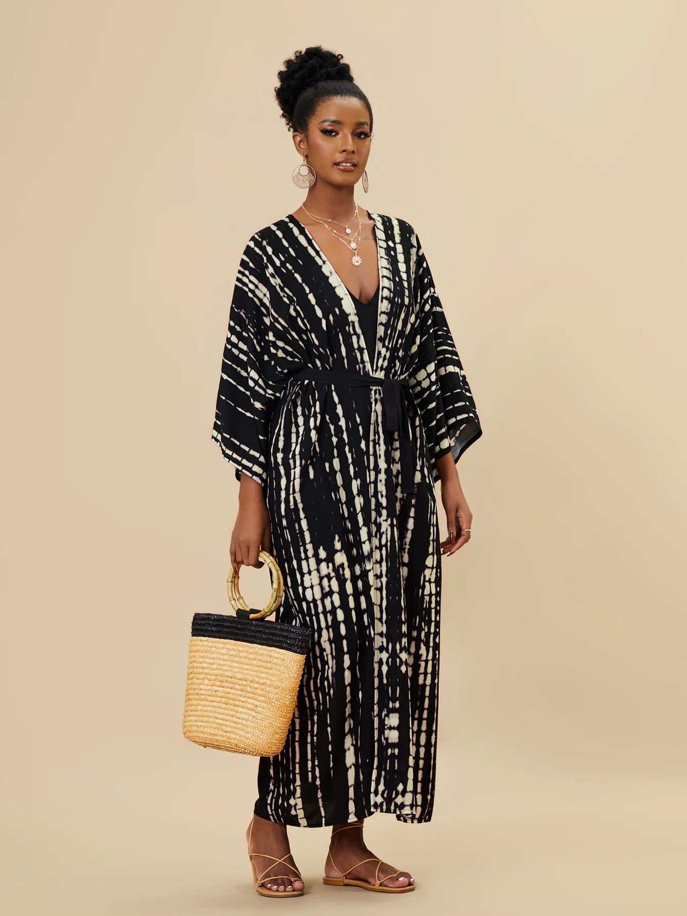 Plus Size Tie dye Striped Cover-ups