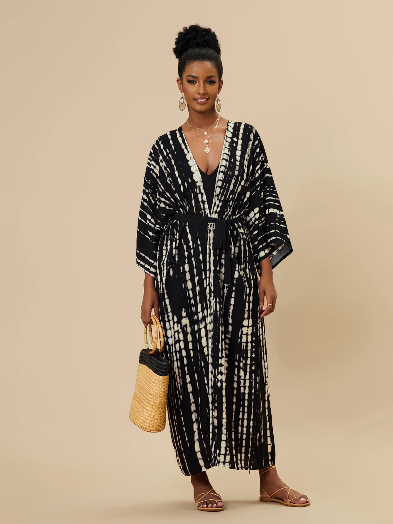 Plus Size Tie dye Striped Cover-ups