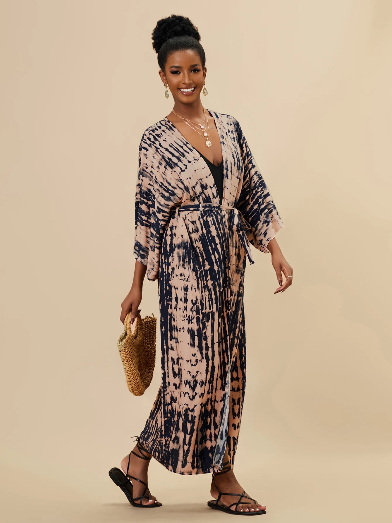 Plus Size Tie dye Striped Cover-ups