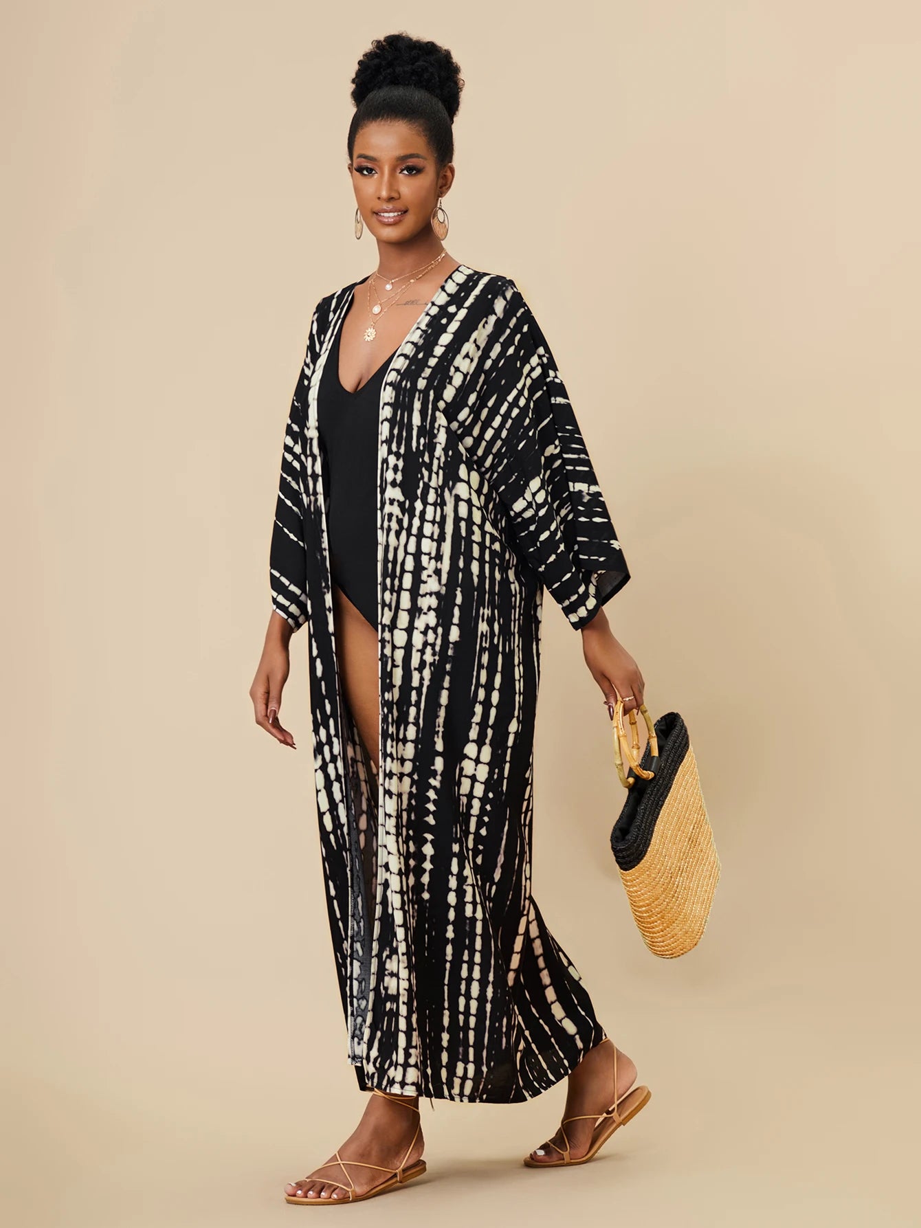 Plus Size Tie dye Striped Cover-ups
