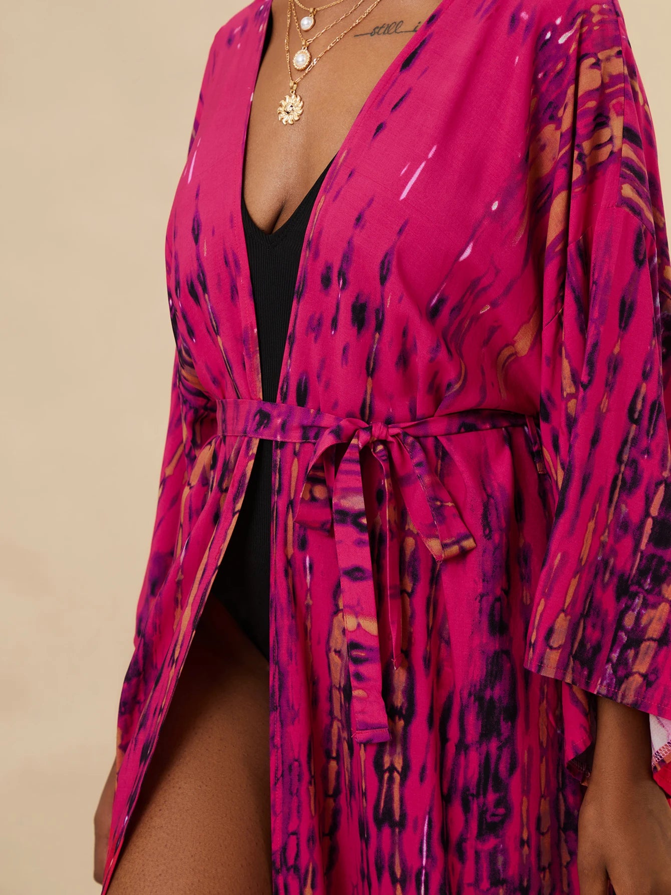 Plus Size Tie dye Striped Cover-ups