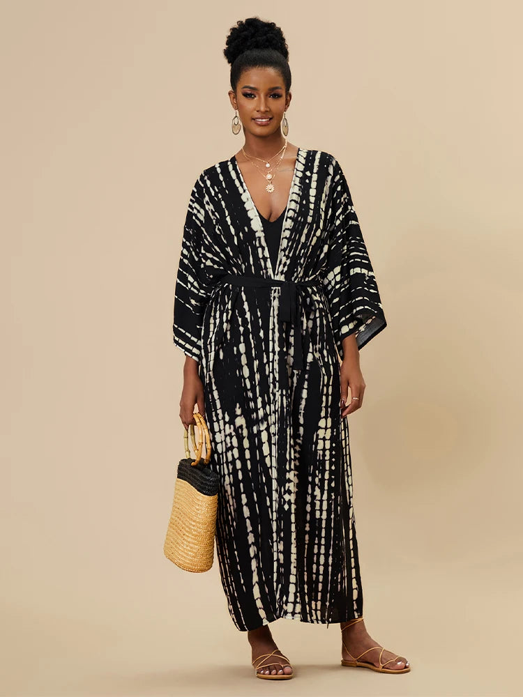 Plus Size Tie dye Striped Cover-ups