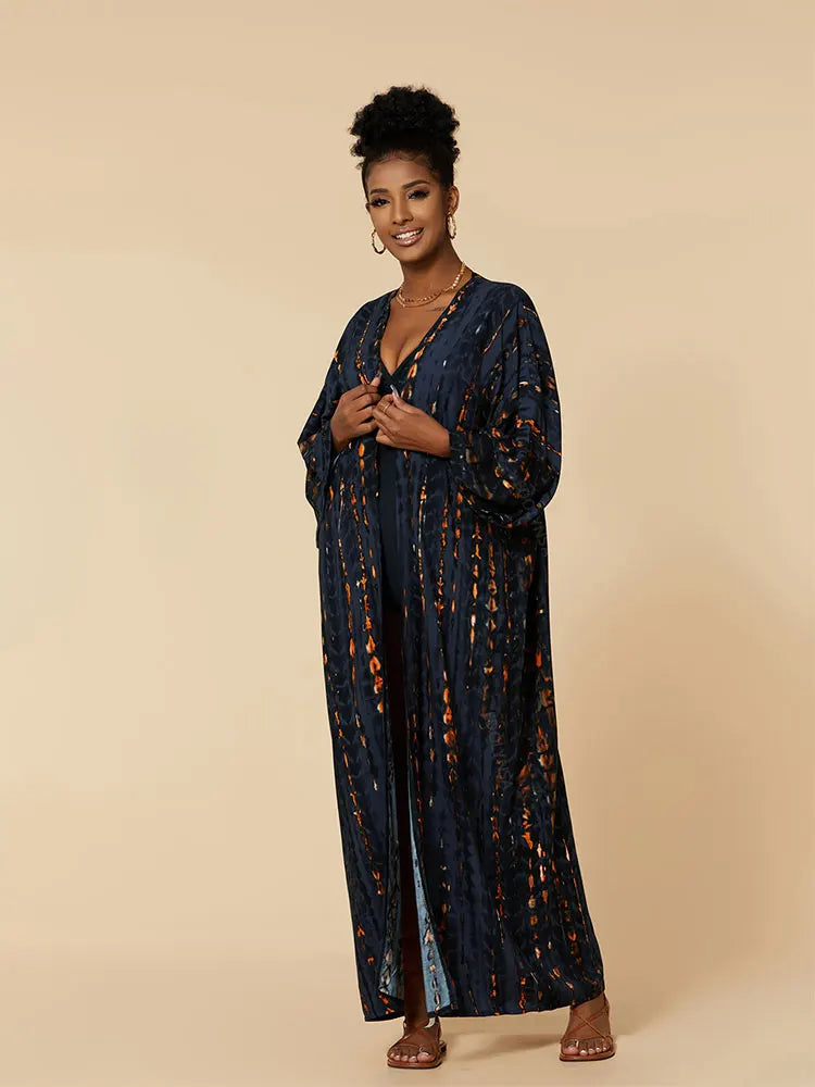Plus Size Tie dye Striped Cover-ups