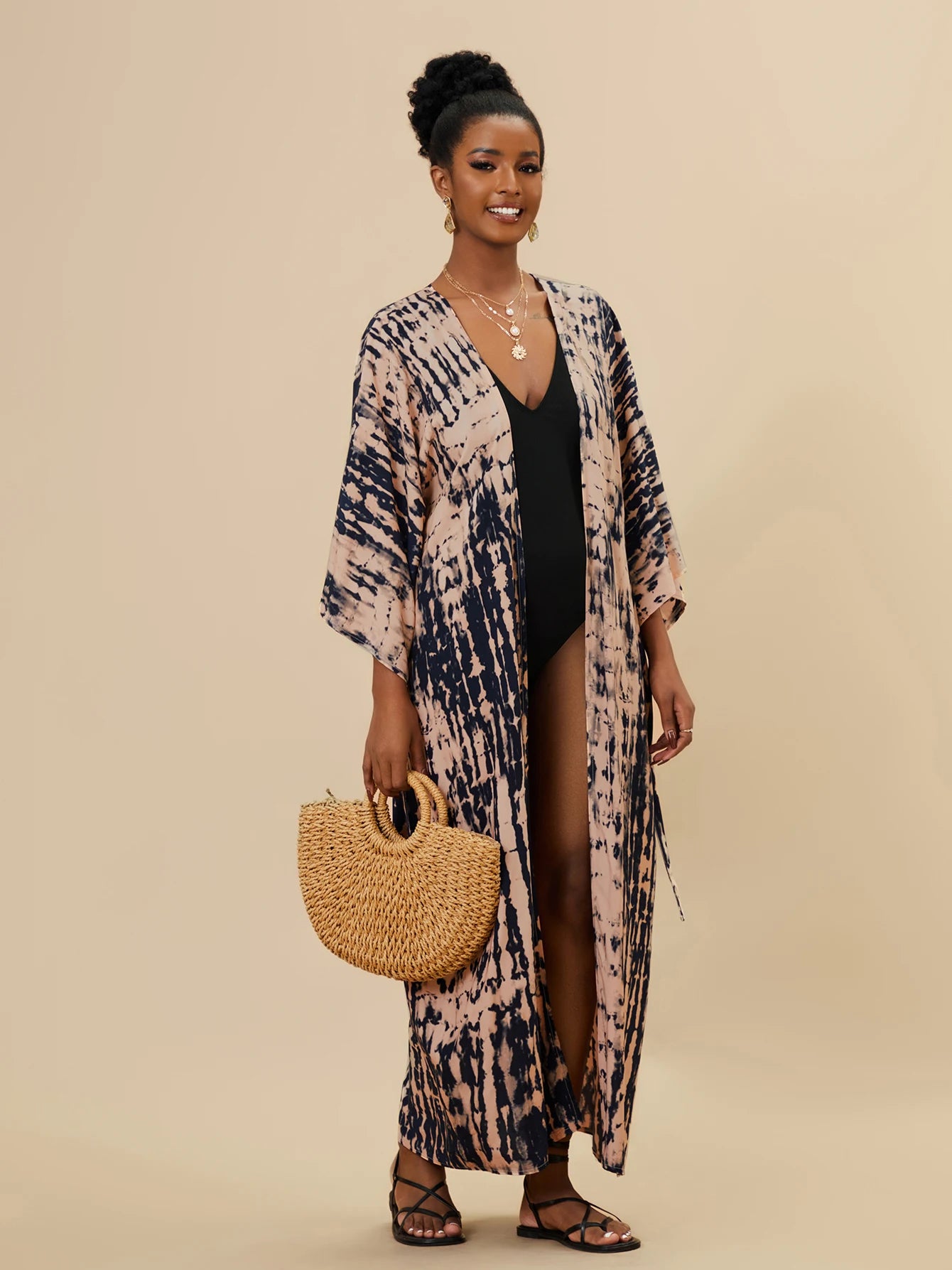 Plus Size Tie dye Striped Cover-ups