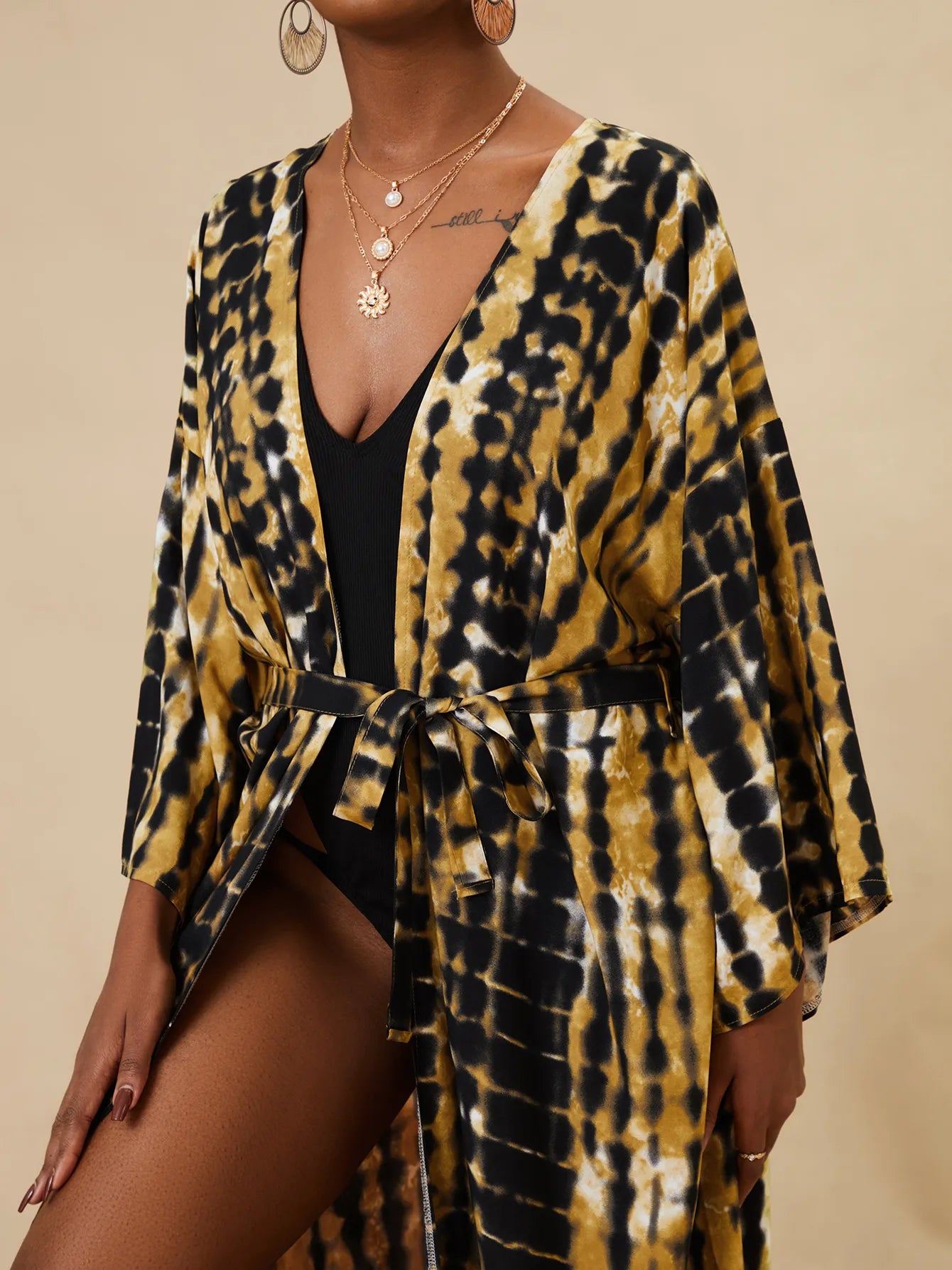 Plus Size Tie dye Striped Cover-ups