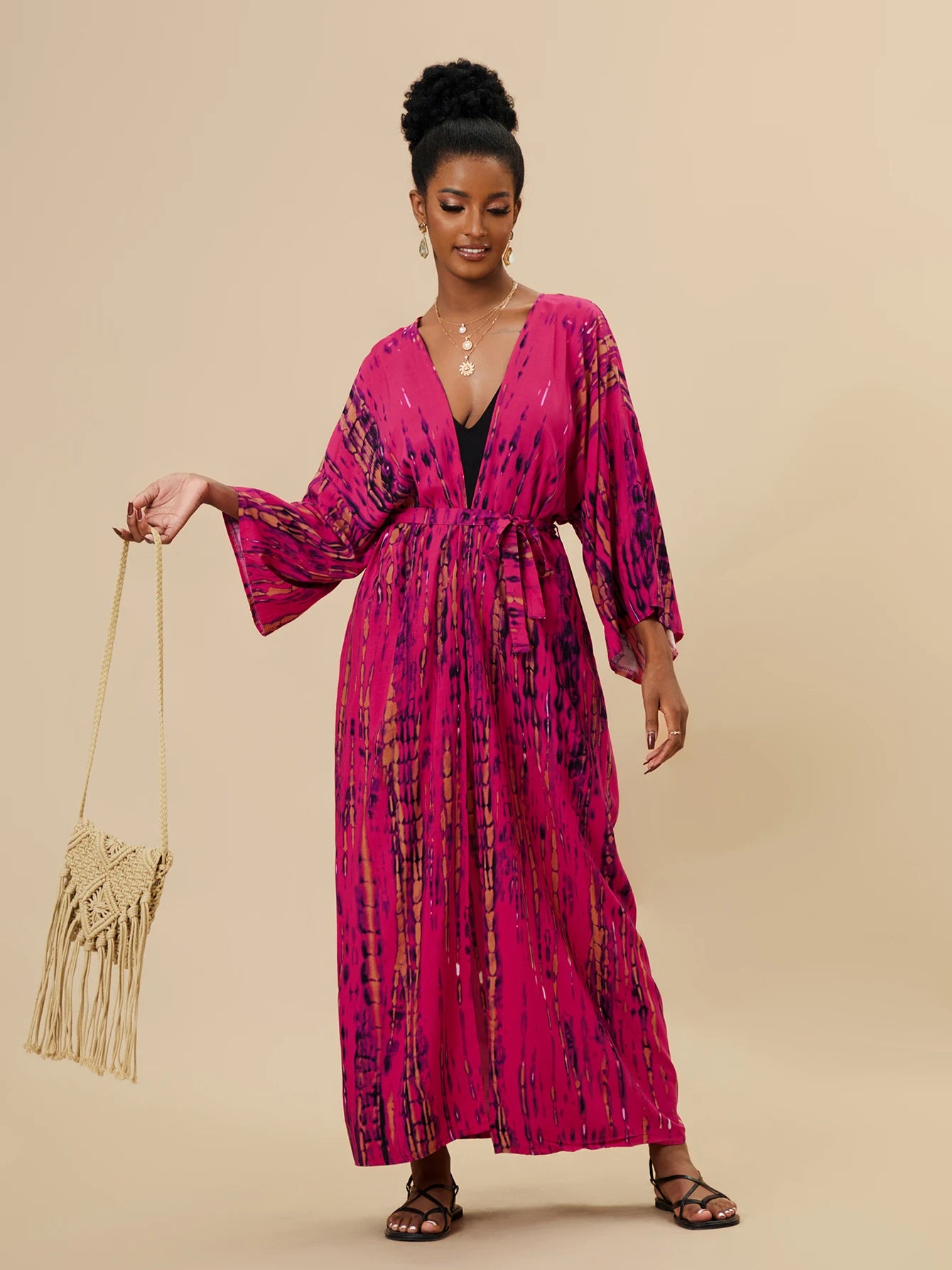 Plus Size Tie dye Striped Cover-ups