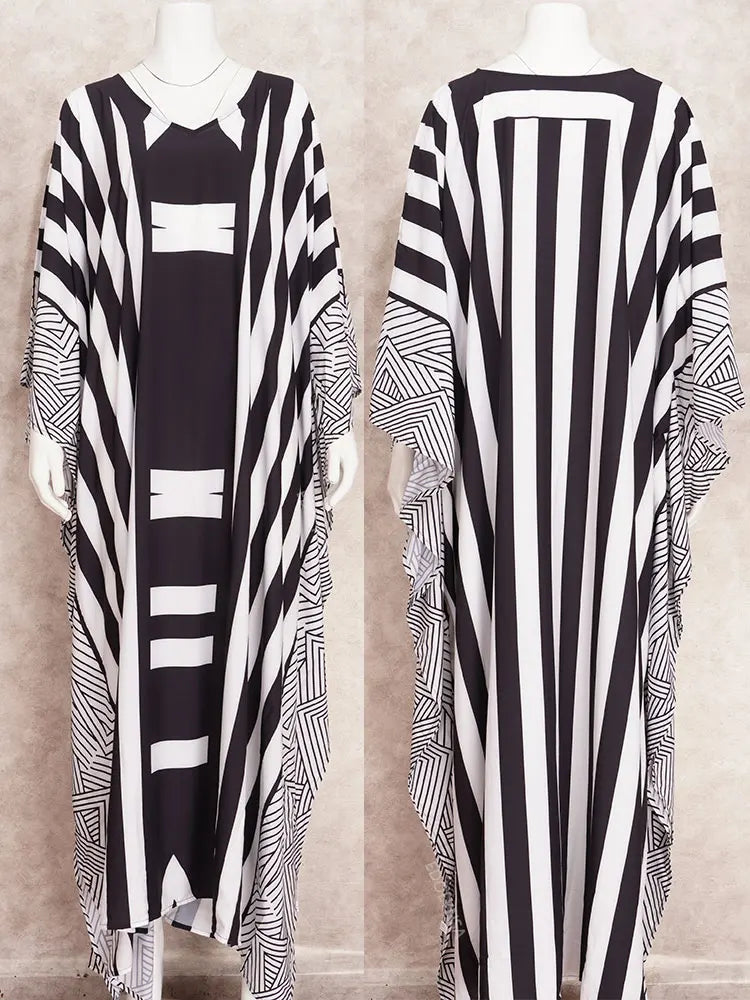 Plus Size Indie Folk Striped Kimono