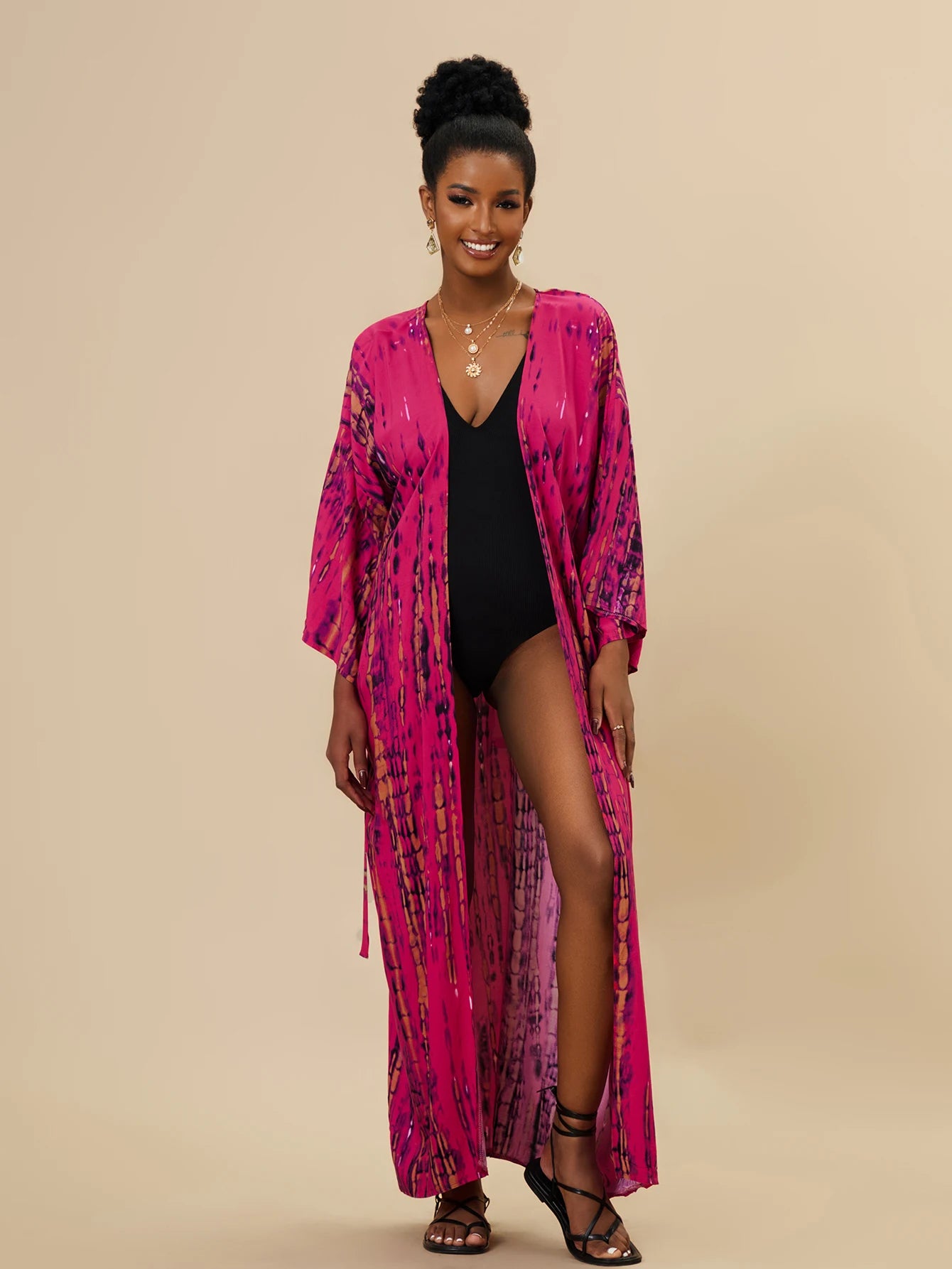Plus Size Tie dye Striped Cover-ups