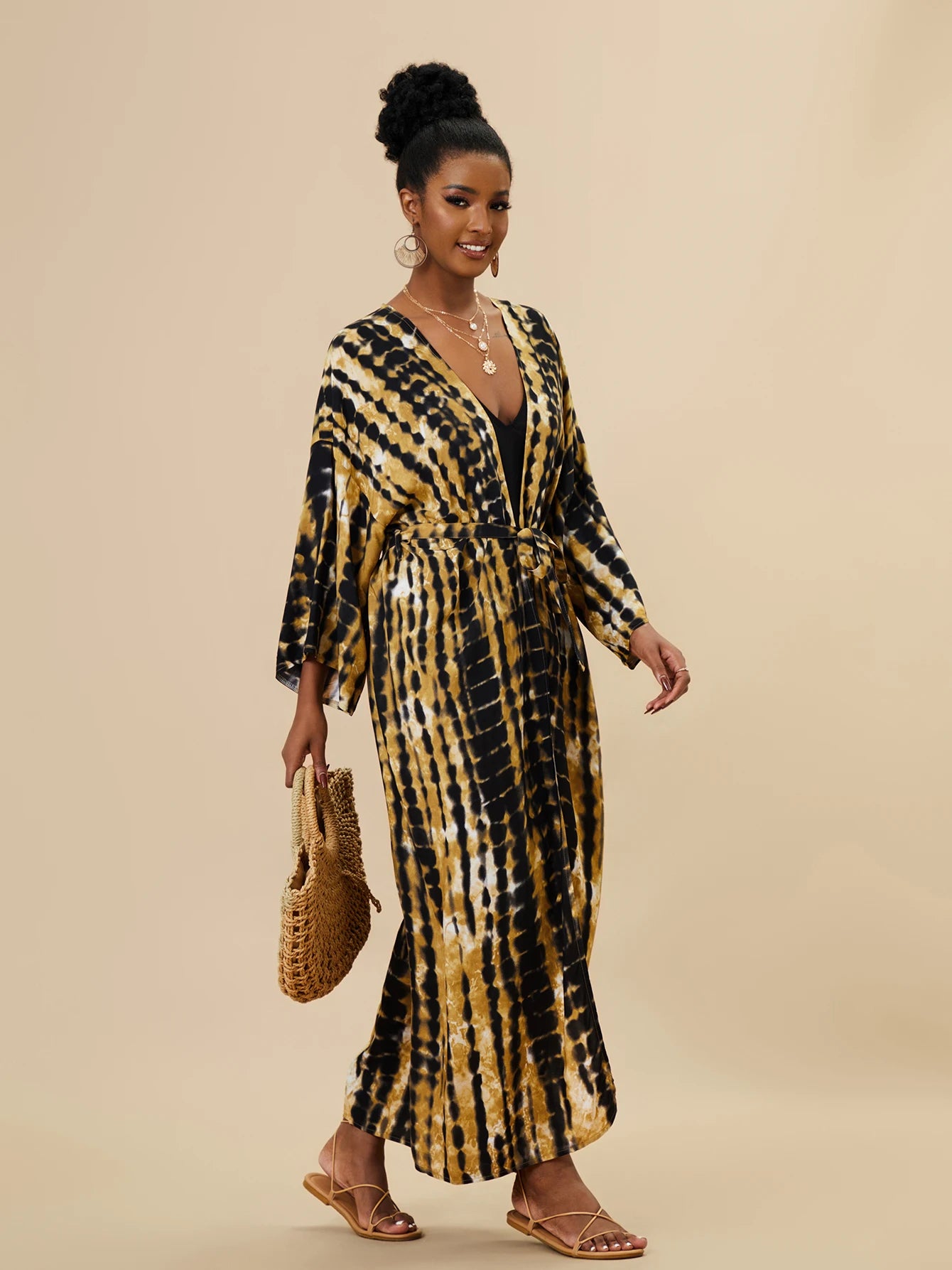 Plus Size Tie dye Striped Cover-ups