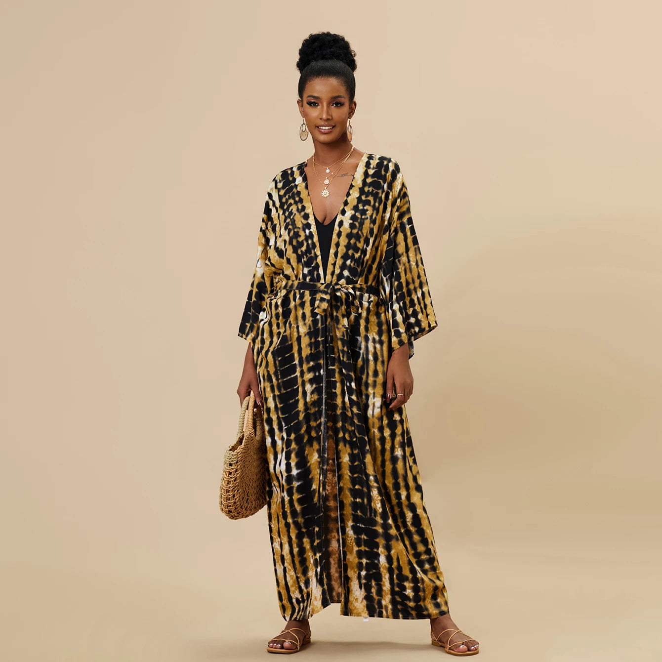 Plus Size Tie dye Striped Cover-ups