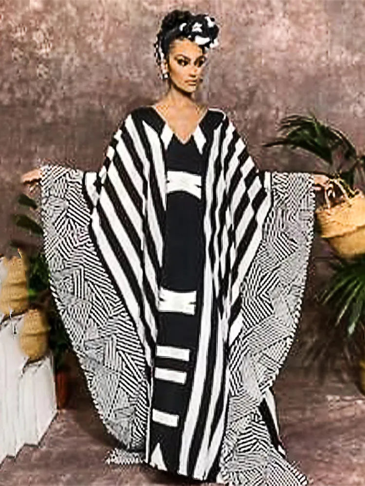 Plus Size Indie Folk Striped Kimono