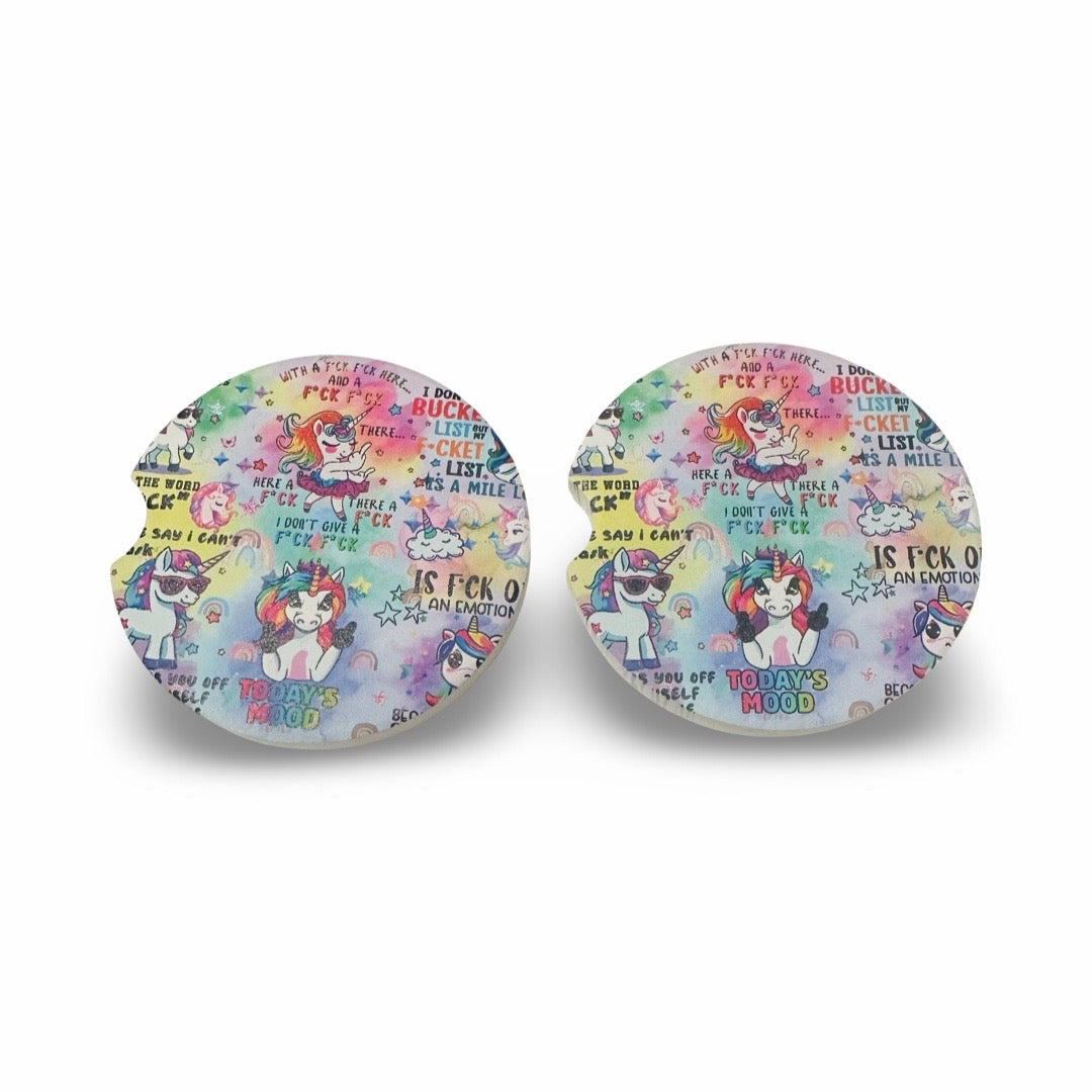 Sweary Unicorn Car Coasters