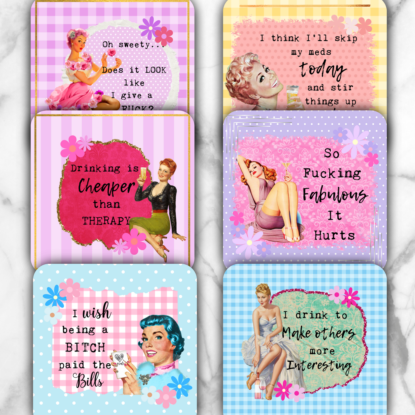 Sassy Ladies Sweary Ceramic Coaster Set