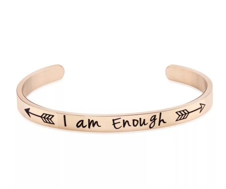 I am Enough Cuff Bangle- Rose Gold