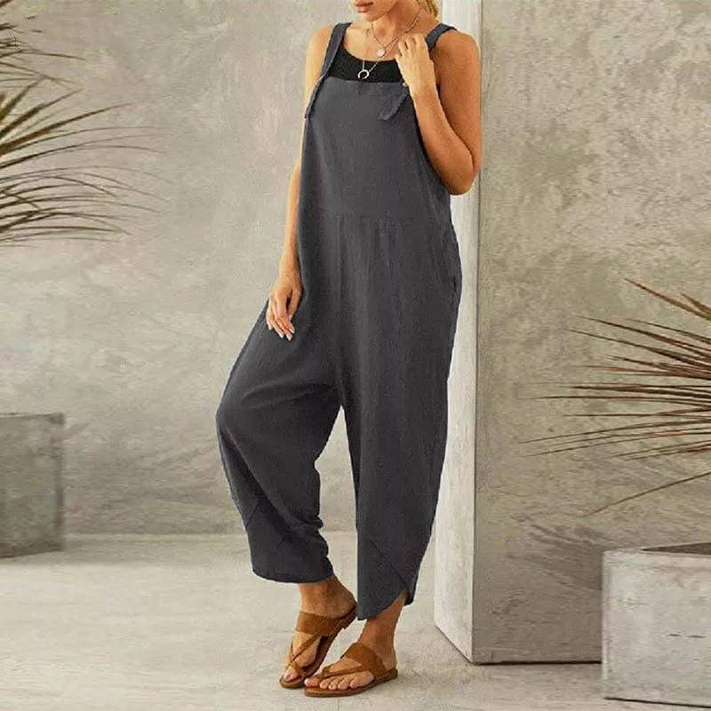 Casual Cotton Linen Romper Jumpsuit