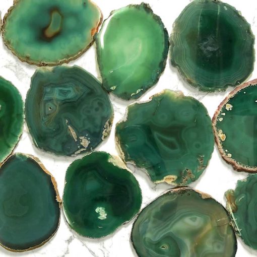 Green Agate Crystal Coaster Set