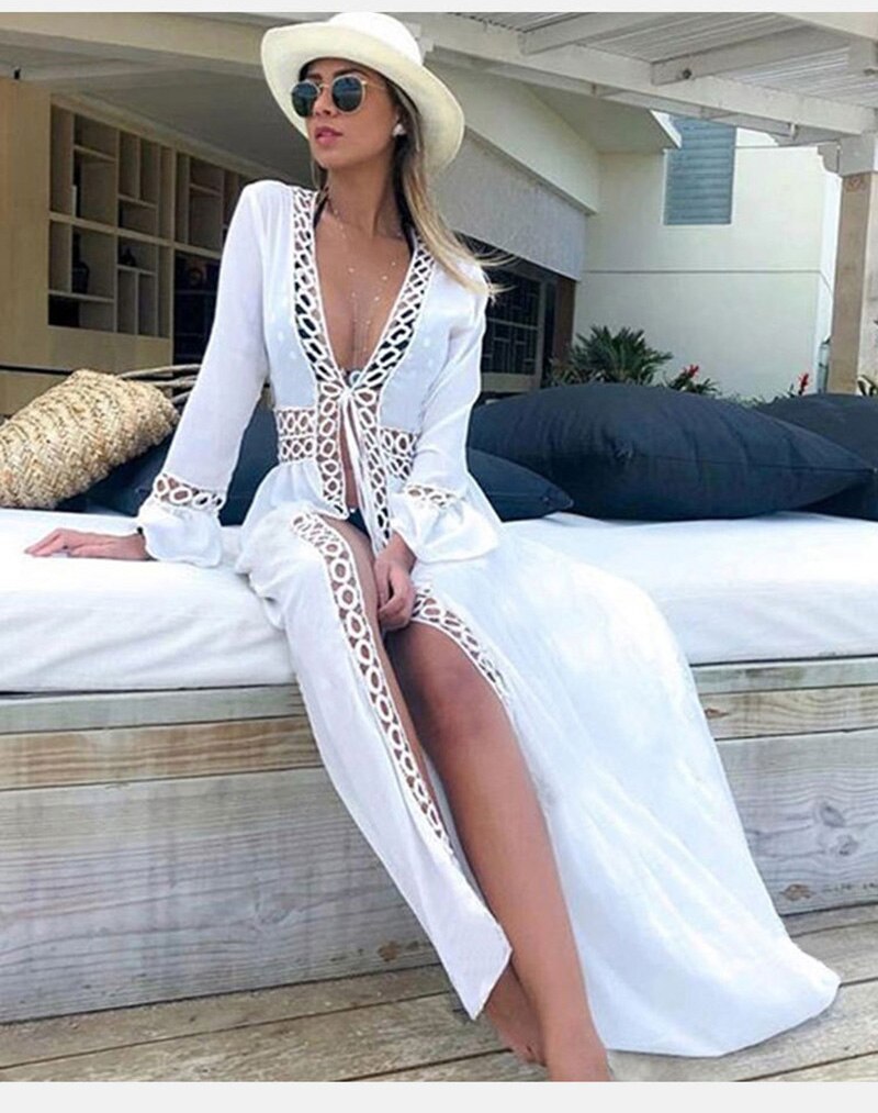 Goddess Long White Cover Up
