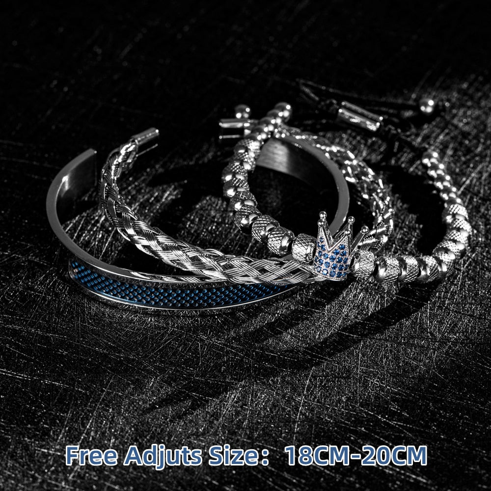 Two Tone Crown Stack Bracelet