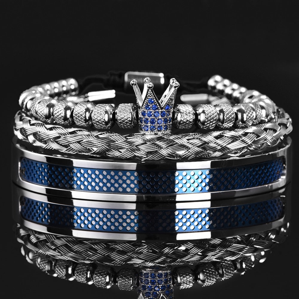 Two Tone Crown Stack Bracelet