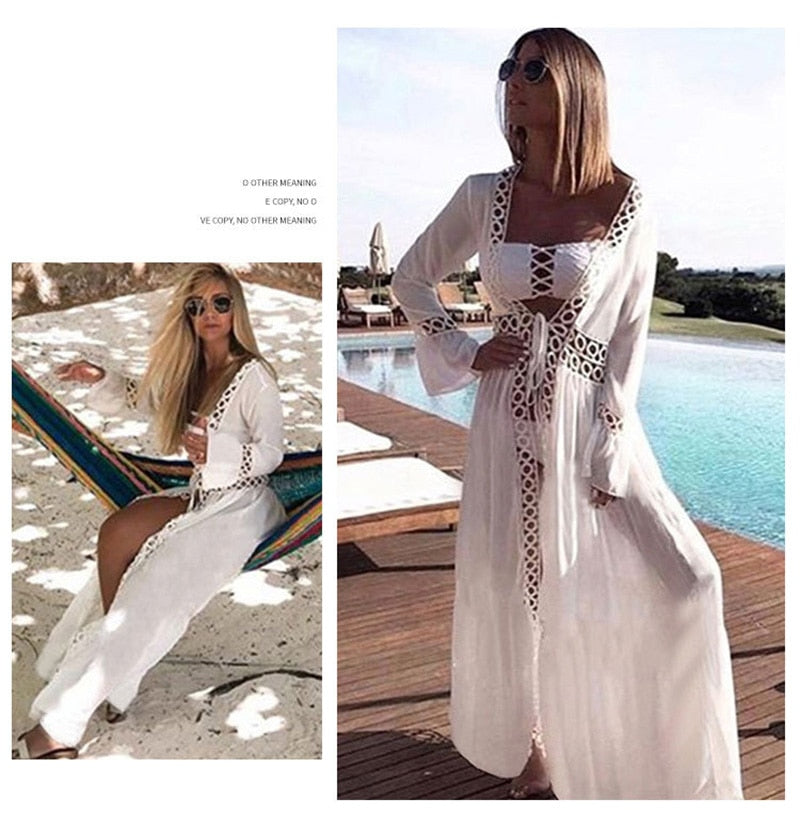 Goddess Long White Cover Up
