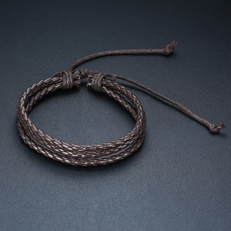 4Pcs/ Set Braided Wrap Leather Bracelets